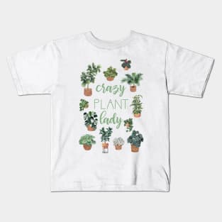 Crazy Plant Lady Illustration Quote Kids T-Shirt